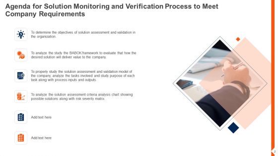 Solution Monitoring And Verification Process To Meet Company Requirements Ppt PowerPoint Presentation Complete Deck With Slides