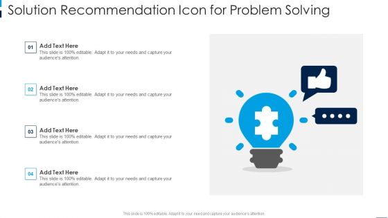 Solution Recommendation Icon For Problem Solving Portrait PDF Solution Recommendation Icon For Problem Solving Portrait PDF