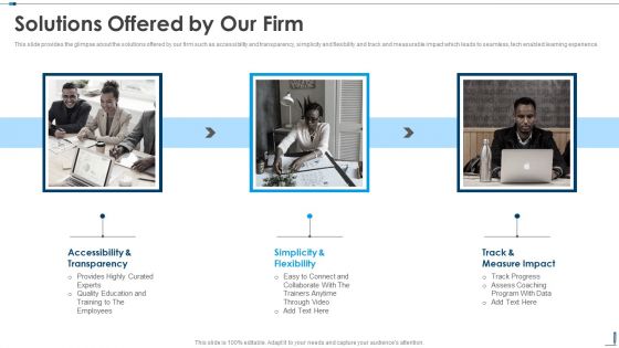 Solutions Offered By Our Firm Edutech Investor Capital Raising Pitch Deck Professional PDF