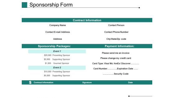 Sponsorship Form Ppt PowerPoint Presentation Summary Slides