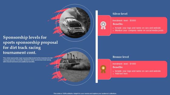 Sponsorship Levels For Sports Sponsorship Proposal For Dirt Track Racing Tournament Cont Template PDF