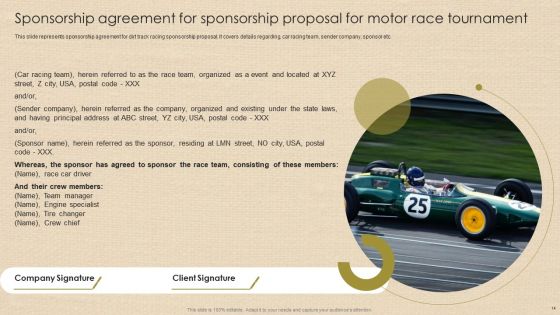 Sponsorship Proposal For Motor Race Tournament Ppt PowerPoint Presentation Complete Deck With Slides