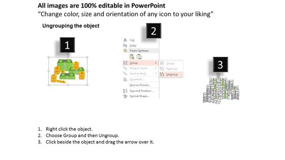 Stack Of Dollar Notes And Gold Coins PowerPoint Template