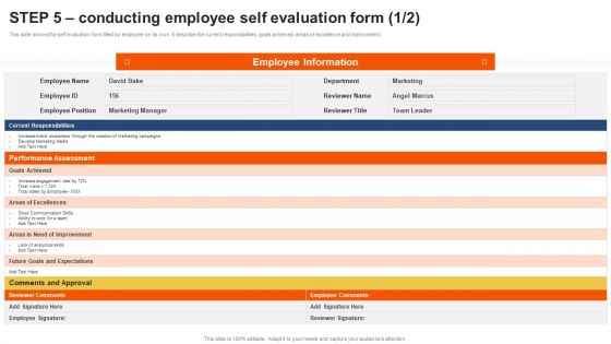 Staff Performance Evaluation Process Step 5 Conducting Employee Self Evaluation Form Professional PDF