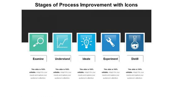 Stages Of Process Improvement With Icons Ppt PowerPoint Presentation Styles Pictures PDF