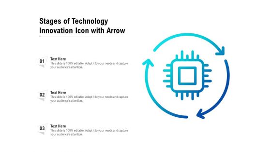 Stages Of Technology Innovation Icon With Arrow Ppt PowerPoint Presentation Gallery Deck PDF