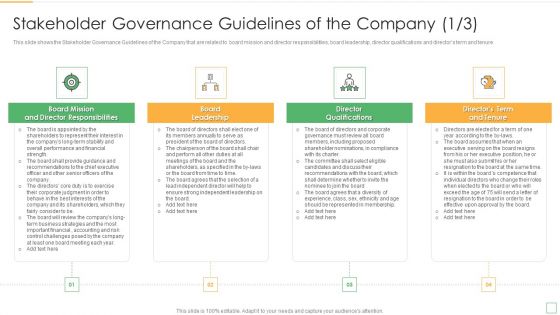 Stakeholder Management Assessment Business Fundamentals Stakeholder Governance Guidelines Template PDF