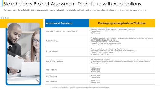Stakeholders Project Assessment Technique With Applications Pictures PDF