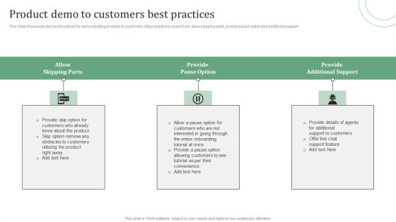 Standard Approaches For Client Onboarding Journey Product Demo To Customers Sample PDF