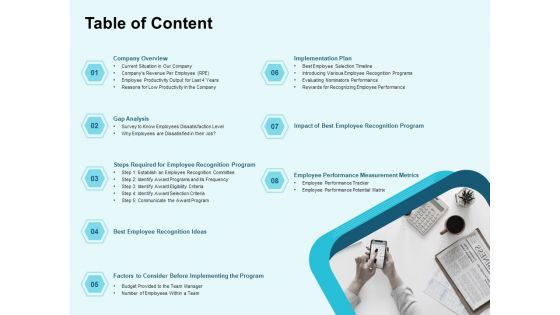 Star Performer Table Of Content Ppt Gallery Sample PDF