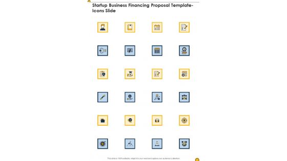 Startup Business Financing Proposal Template Icons Slide One Pager Sample Example Document