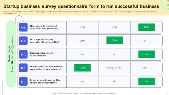 Startup Business Survey Questionnaire Ppt PowerPoint Presentation Complete Deck With Slides Survey