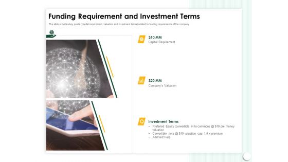 Startup Presentation For Collaborative Capital Funding Funding Requirement And Investment Terms Topics PDF