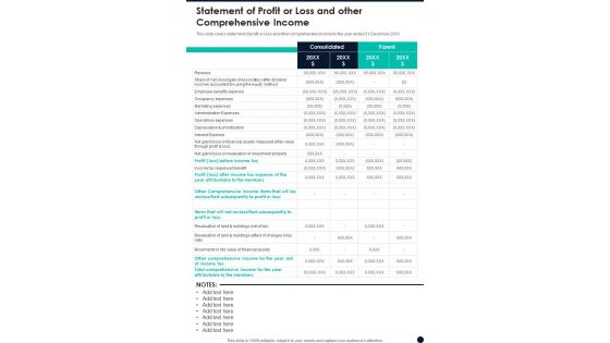 Statement Of Profit Or Loss And Other Comprehensive Income Template 58 One Pager Documents