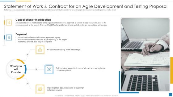 Statement Of Work And Contract For An Agile Development And Testing Proposal Ideas PDF
