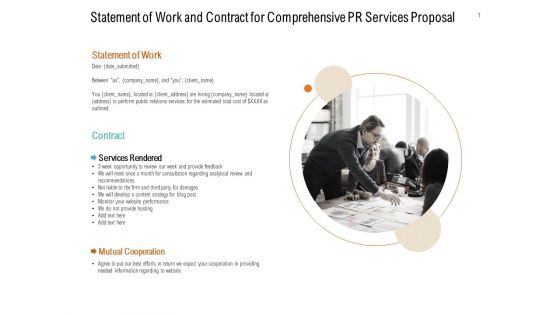 Statement Of Work And Contract For Comprehensive Pr Services Proposal Ppt PowerPoint Presentation Inspiration Good