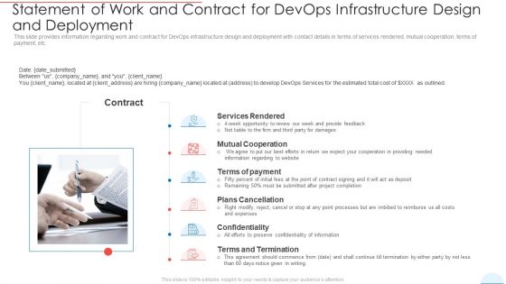 Statement Of Work And Contract For Devops Infrastructure Design And Deployment Structure PDF