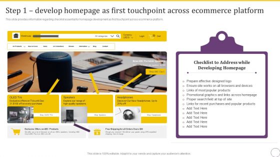 Step 1 Develop Homepage As First Touchpoint Across Ecommerce Platform Summary PDF