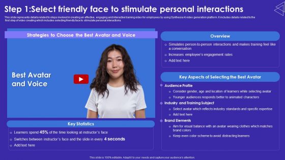 Step 1 Select Friendly Face To Stimulate Personal Interactions Formats PDF