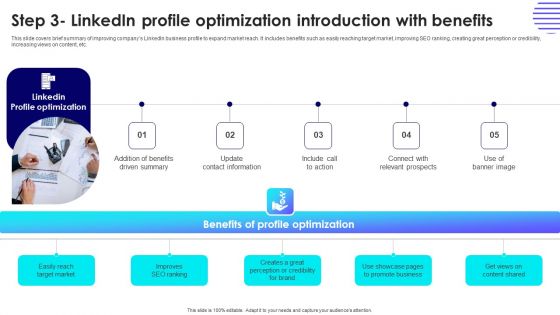 Step 3 Linkedin Profile Optimization Introduction With Benefits Structure PDF