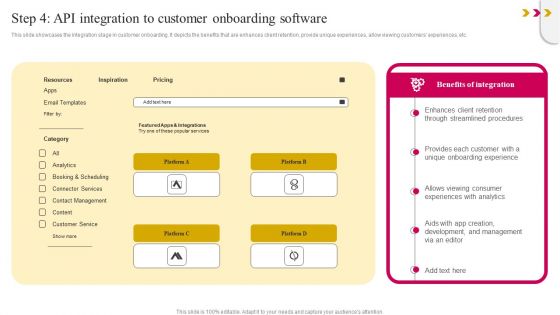 Step 4 API Integration To Customer Onboarding Software Information PDF