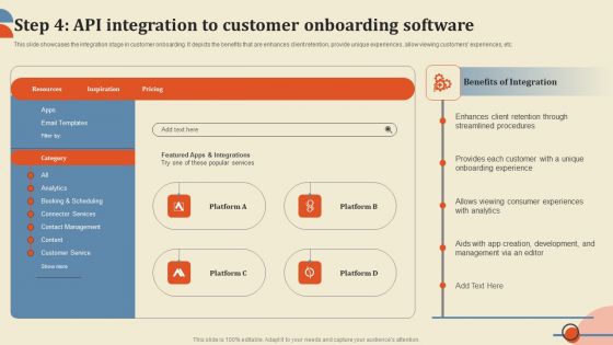 Step 4 Api Integration To Customer Onboarding Software Ppt PowerPoint Presentation File Outline PDF