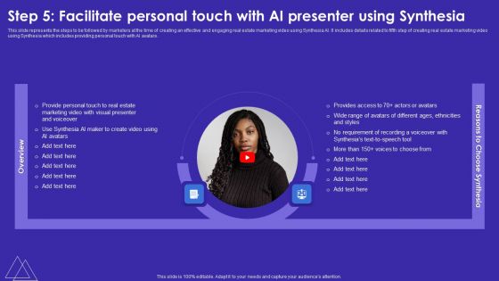 Step 5 Facilitate Personal Touch With AI Presenter Using Synthesia Clipart PDF