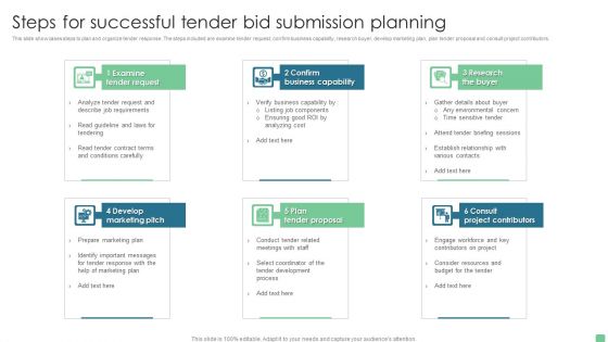 Steps For Successful Tender Bid Submission Planning Sample PDF