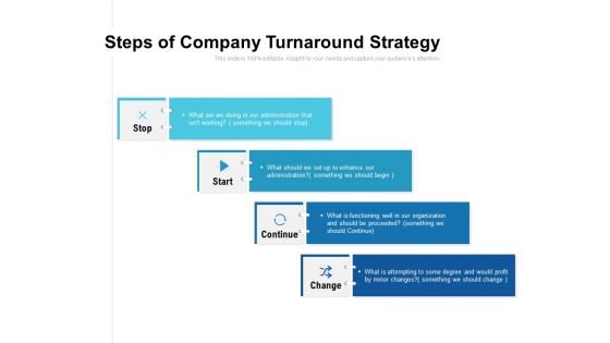 Steps Of Company Turnaround Strategy Ppt PowerPoint Presentation Outline Shapes
