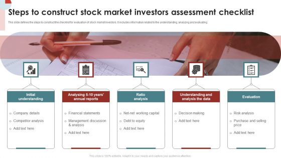 Steps To Construct Stock Market Investors Assessment Checklist Portrait PDF Steps To Construct Stock Market Investors Assessment Checklist Portrait PDF