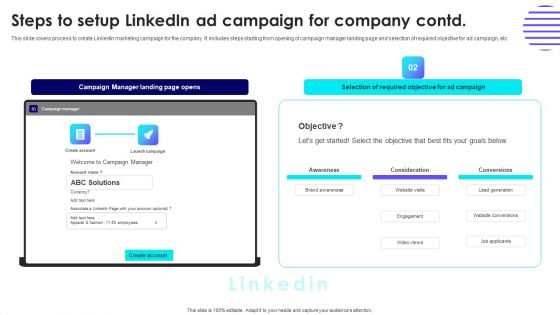 Steps To Setup Linkedin Ad Campaign For Company Themes PDF