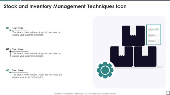 Stock And Inventory Management Techniques Icon Mockup PDF