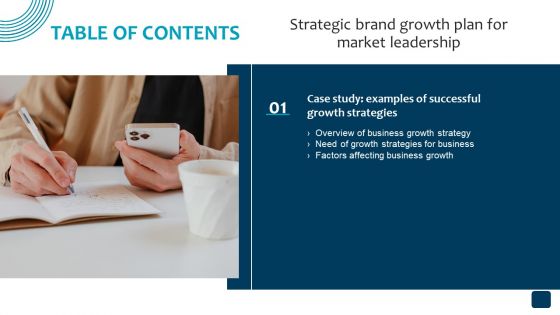 Strategic Brand Growth Plan For Market Leadership Table Of Contents Graphics PDF