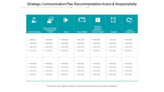Strategic Communication Plan Recommendation Action And Responsibility Ppt PowerPoint Presentation Example