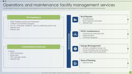 Strategic FM Services Operations And Maintenance Facility Management Services Icons PDF