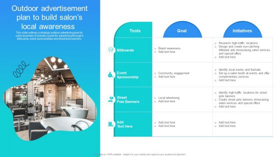 Strategic Marketing For Hair And Beauty Salon To Increase Outdoor Advertisement Plan Background PDF