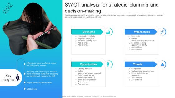 Strategic Marketing For Hair And Beauty Salon To Increase SWOT Analysis For Strategic Planning Icons PDF