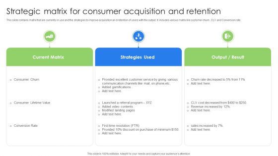 Strategic Matrix For Consumer Acquisition And Retention Formats PDF