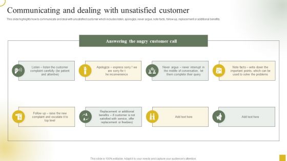 Strategic Plan For Call Center Employees Communicating And Dealing With Unsatisfied Customer Demonstration PDF
