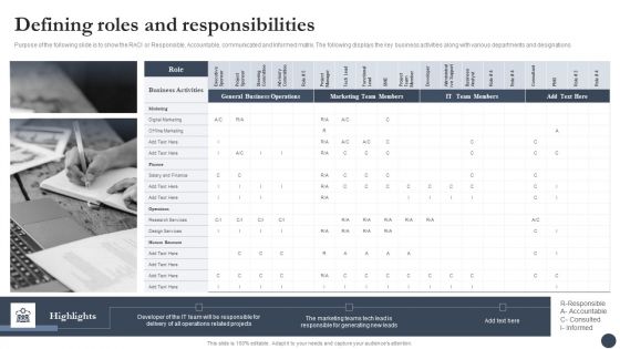 Strategic Playbook For Enterprise Administration Defining Roles And Responsibilities Mockup PDF