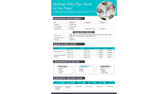 Strategic Sales Plan Sheet In One Pager PDF Document PPT Template Strategic Sales Plan Sheet In One Pager PDF Document PPT Template