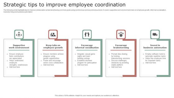 Strategic Tips To Improve Employee Coordination Background PDF