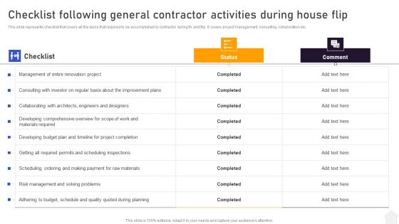Strategies For Flipping Houses For Maximum Revenue Checklist Following General Contractor Activities During Pictures PDF