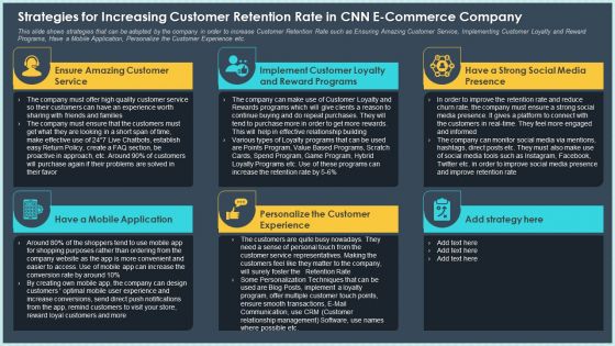 Strategies For Increasing Customer Retention Rate In CNN E Commerce Company Designs PDF