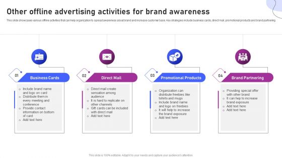 Strategies For Marketing Other Offline Advertising Activities For Brand Awareness Graphics PDF