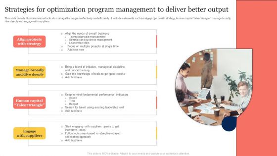 Strategies For Optimization Program Management To Deliver Better Output Background PDF Strategies For Optimization Program Management To Deliver Better Output Background PDF