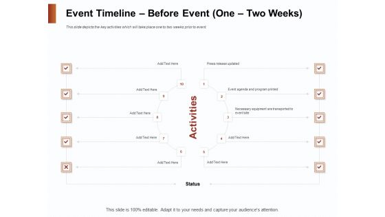 Strategies For Organizing Events Event Timeline Before Event One Two Weeks Ppt Icon Grid PDF Strategies For Organizing Events Event Timeline Before Event One Two Weeks Ppt Icon Grid PDF