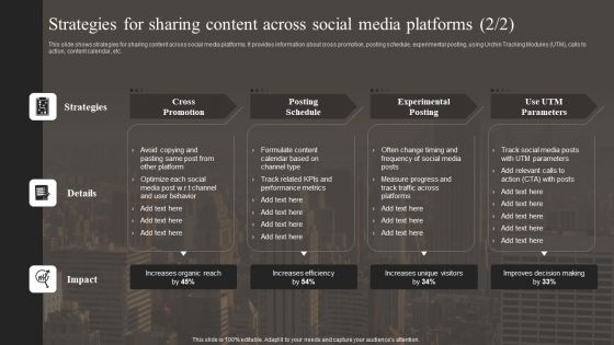Strategies For Sharing Content Across Social Media Platforms Brochure PDF
