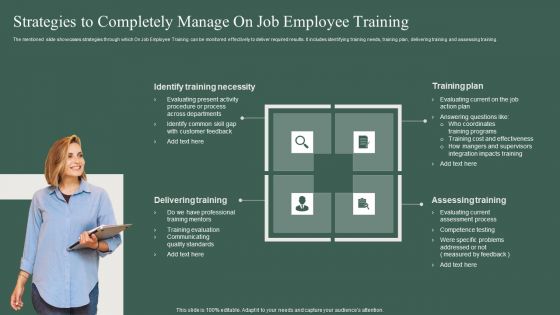 Strategies To Completely Manage On Job Employee Training Ppt PowerPoint Presentation Infographic Template Guidelines PDF