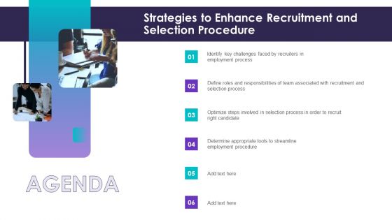 Strategies To Enhance Recruitment And Selection Procedure Agenda Clipart PDF